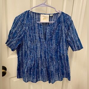 Maeve Blue and White Striped Blouse